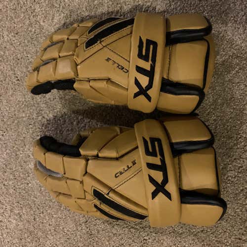 Gold Used STX Cell II 13" Lacrosse Gloves