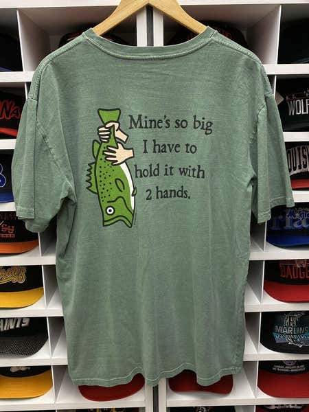 Vintage Bass Pro Shop Fishing T Shirt Adult L XL Green Funny