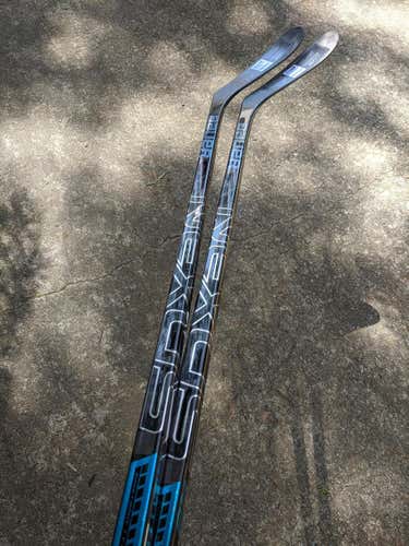 Two (2) New Senior Bauer Right Handed Nexus 2N Pro Hockey Sticks 77 Flex Toe P28 with Griptac