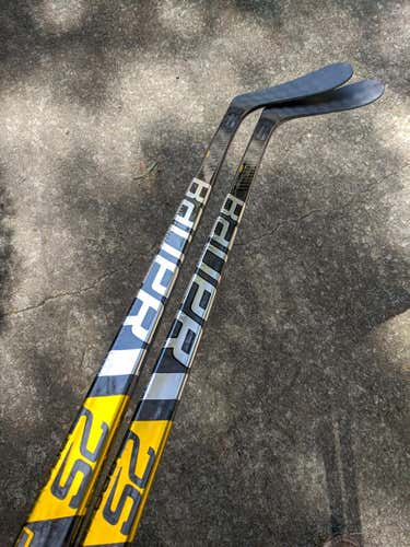 Two (2) New Senior Bauer Right Handed Supreme 2S Pro Hockey Sticks Toe P28 77 flex with Griptac