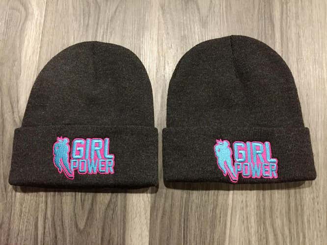 NEW - 2 GIRL POWER hockey hats. Winter. Girls. Womens.