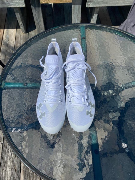White Men's 9.5 (Women's 10.5) Under Armour Cleats