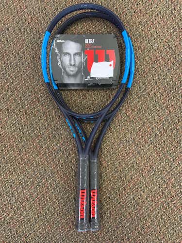 TWO Wilson Ultra 105S Countervail Tennis Racquets. With TWO packs Of Wilson Revolve Twist String