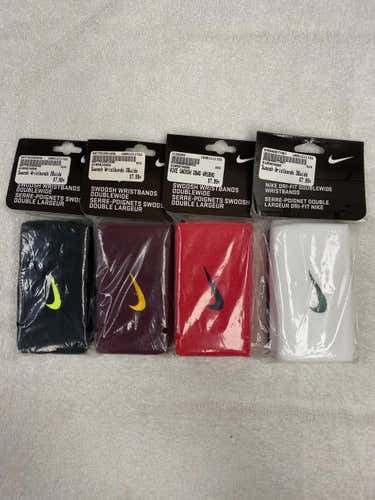 (4-pack) New Nike Swoosh pair of Wristbands Doublewide