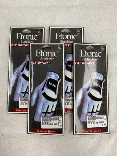 (4-pack) White New Men's Left Handed MD/LG Etonic Stabilizer F1T Sport Golf Glove