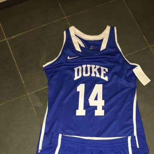 New Nike Womens Duke Blue Devils #14 Lacrosse Racerback Jersey SEWN Womens Medium $60