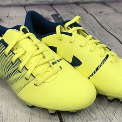NEW Under Armour Spotlight DL FG JR Soccer Cleats Color Yellow Blue Size 1.5Y