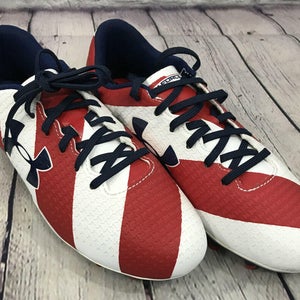 NEW Under Armour Speed Force FG JR Shoes Color Red White Midnight Blue Size 4.5Y