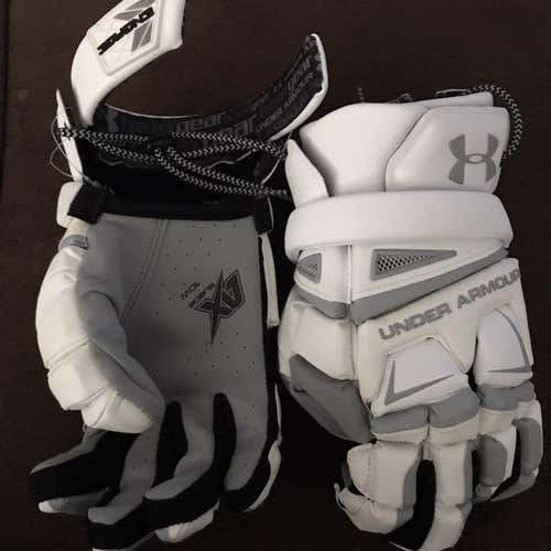White New Player Under Armour Engage 13" Lacrosse Gloves