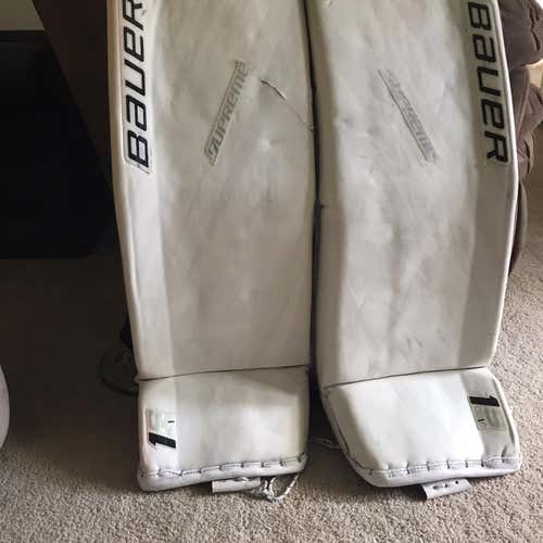 White Used 33" Bauer Supreme 1S  Goalie Leg Pads