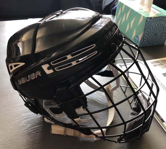 Black/White Bauer Re-Akt 100 Helmet Combo Senior Small