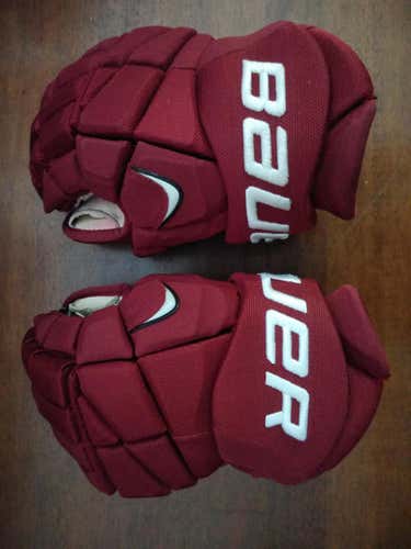 Phoenix Coyotes #55 Maroon Used Senior Bauer APX Pro Gloves 14" Pro Stock