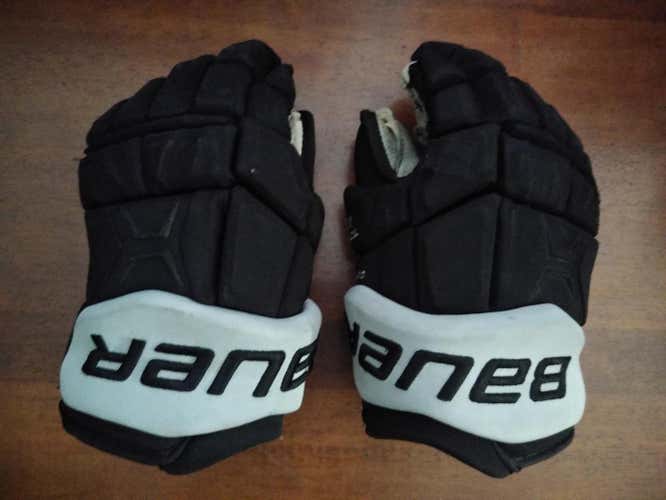 Tanner Pearson LA Kings Black Used Senior Bauer Supreme TotalOne MX3 Gloves 14" Pro Stock