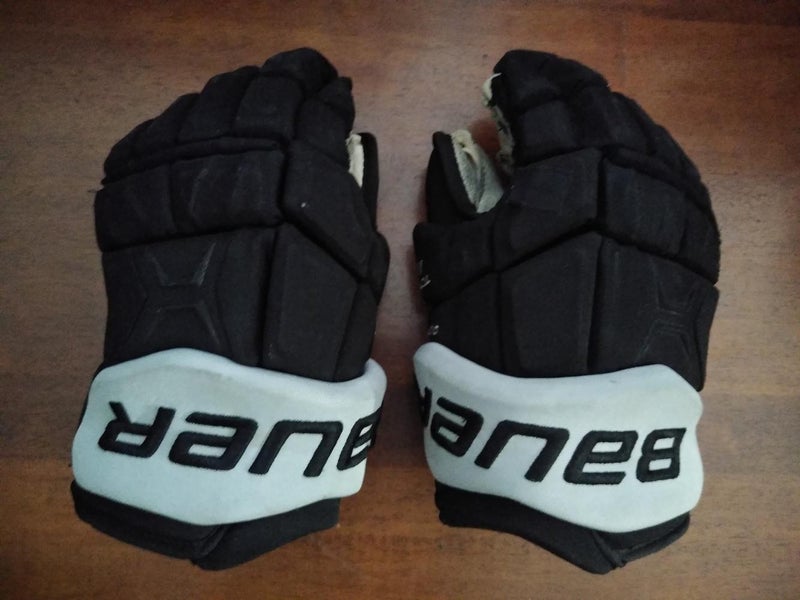 Tanner Pearson LA Kings Black Used Senior Bauer Supreme TotalOne MX3 Gloves 14" Pro Stock