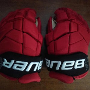 Nikita Gusev NJ Devils game worn signed Red Used Senior Bauer Supreme 2S Pro Gloves 14" Pro Stock