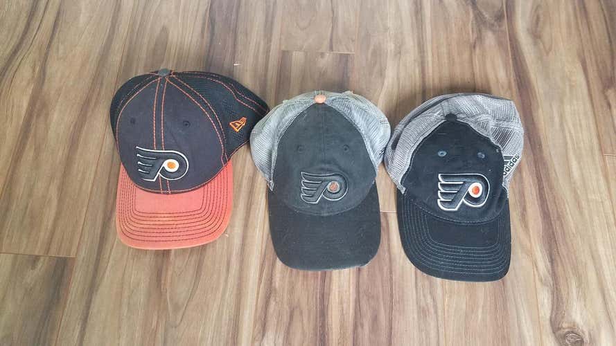 3 Black Used Adult Men's Flyers Hats