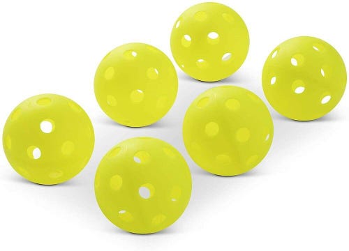Champion Sports Official Size, INDOOR Recreational Pickleballs: 6 Pack