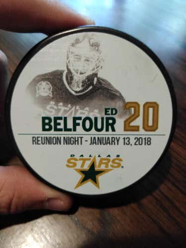 Ed Belfour Dallas Stars Reunion Night Puck