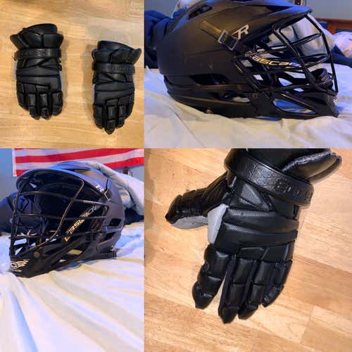 Matte Black Used Player Cascade R Helmet And Used Boombah Gloves