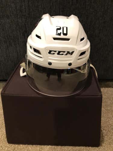 White Used Medium CCM Resistance 110 Helmet Pro Stock