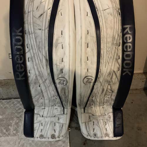 White Used 34" Reebok 18K  Goalie Leg Pads