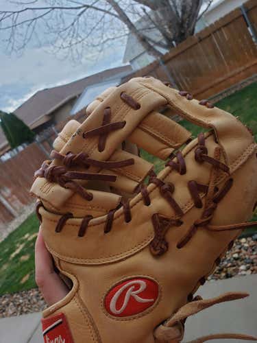 Brown Used High School/College Rawlings Right Handed First Base Gamer Baseball Glove 13"