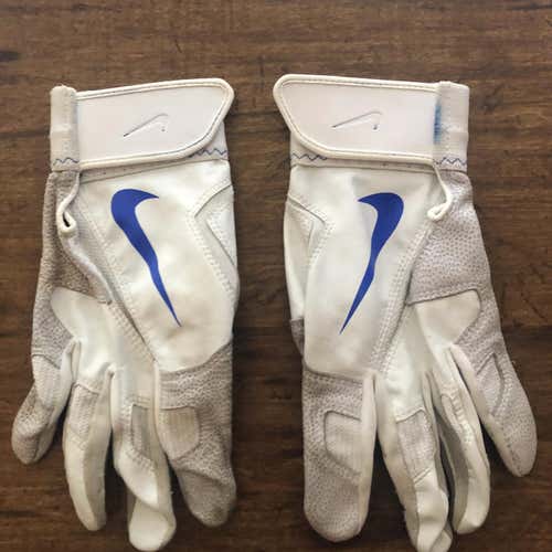 White Used XL Nike Batting Gloves