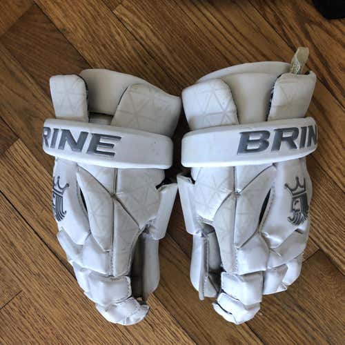 White Used Goalie Brine King Superlight III 13" Lacrosse Gloves