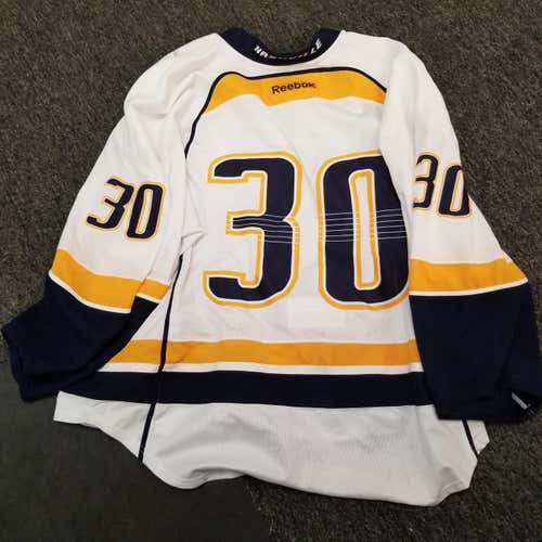 White Used Adult Men's Goalie Cut Reebok Jersey Pro Stock