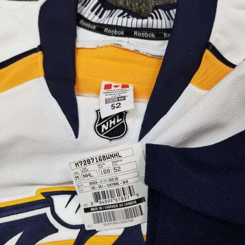White New Adult Men's 52 Reebok Jersey Pro Stock