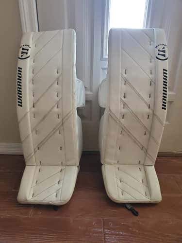 White Used Senior 35" + 1.5"  Warrior Ritual G4 Goalie Leg Pads