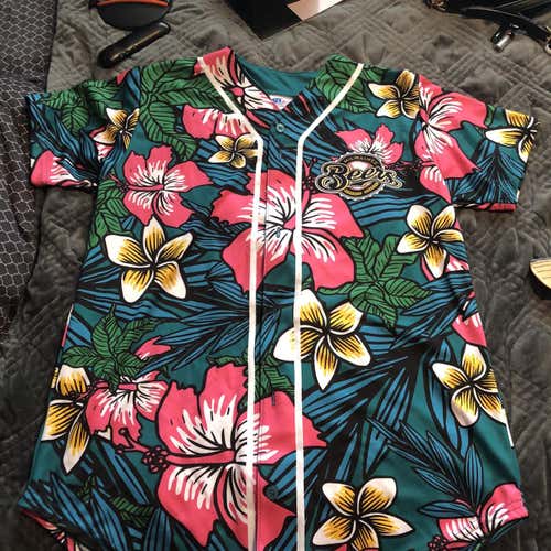 Hawaiian Baseball Jersey - Large - Floral Pattern