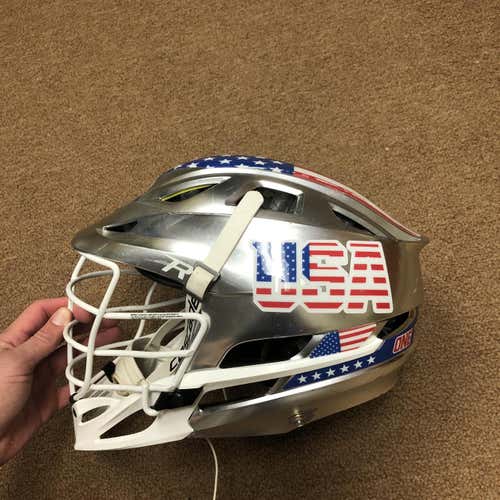 Silver Used Player Cascade R Helmet With USA Decals