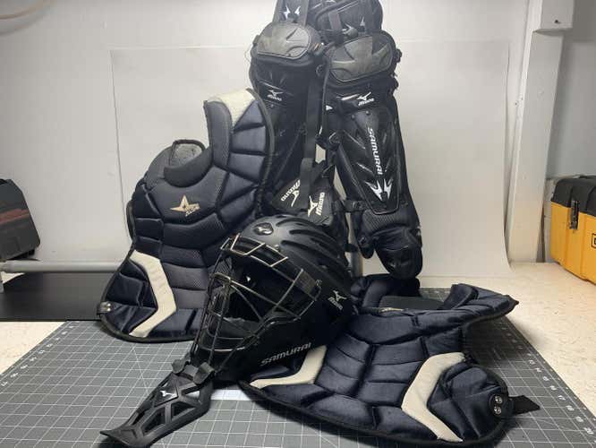 Used Intermediate Mizuno Samurai Catcher's Set with 2 All Star Chest protectors
