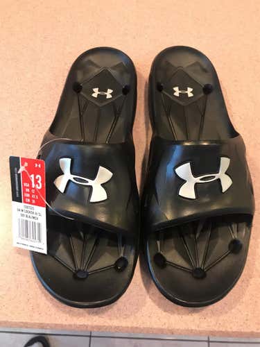 Black New Under Armor Sandals / Shower Shoes. Size 13