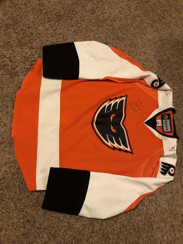 Orange Men's Adirondack Phantoms Signed Jersey 52 Reebok Pro Stock Jersey