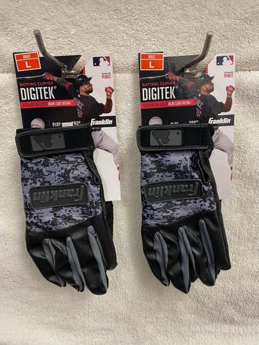 (2-pack) Black/Gray New Adult LG Franklin Digitek Batting Gloves