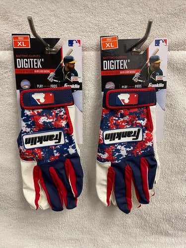 (2-pack) Red/White/Blue New Adult XL Franklin Digitek Batting Gloves