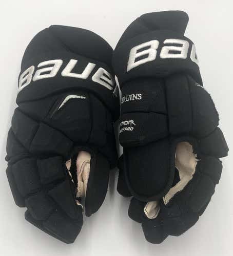 BAUER VAPOR APX2 PRO CUSTOM PRO STOCK HOCKEY GLOVES BLACK 14" BRUINS NHL USED (6381)