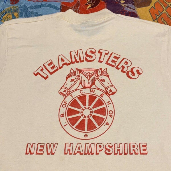 Vintage 90s Teamsters 633 Equestrian NH Horse T Shirt Adult S M Off White  USA