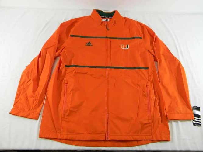 new mens M/medium adidas miami hurricanes/canes woven fullzip jacket