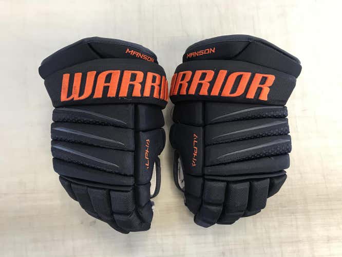 Warrior Alpha QX Pro Stock Hockey Gloves 14" Navy Blue OILERS 4131