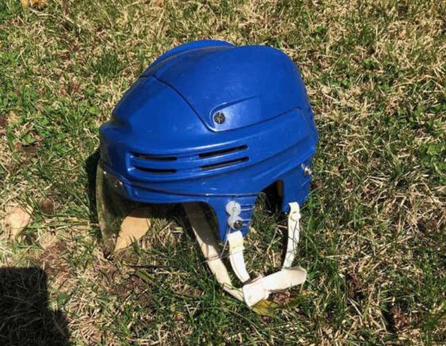 2 BLUE BAUER HELMETS