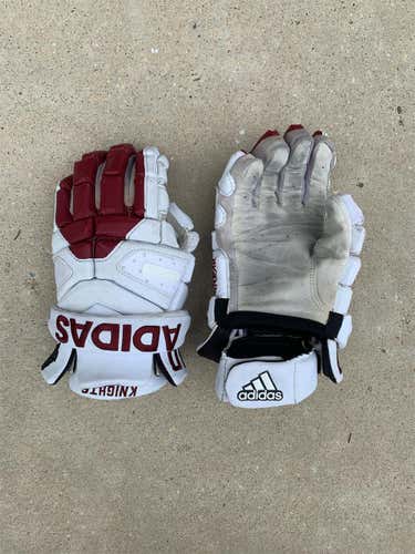 White Used Player Adidas Freak 13" Lacrosse Gloves