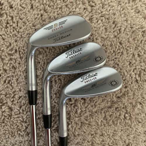 Used LH Titleist Vokey Wedge Set 52/56/60 New SuperStroke Grips