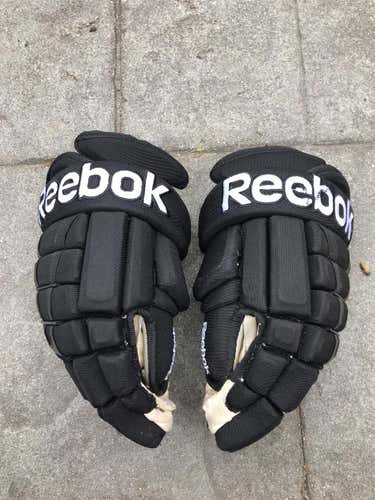 Black Used Reebok HG95 14" Pro Stock Gloves Colorado Avalanche Game Used