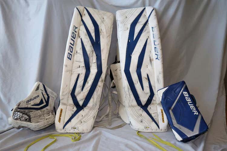 White/Blue Senior Bauer TotalOne Goalie Full Set (FR)