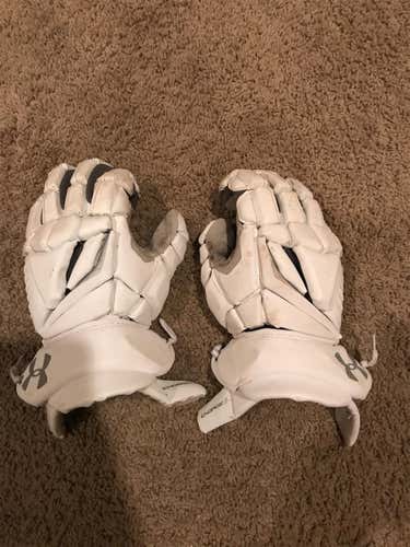 White Used Under Armour Engage 2 13" Lacrosse Gloves