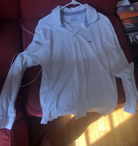 White Men's Large Vineyard Vines 1/4 Button  Shirt