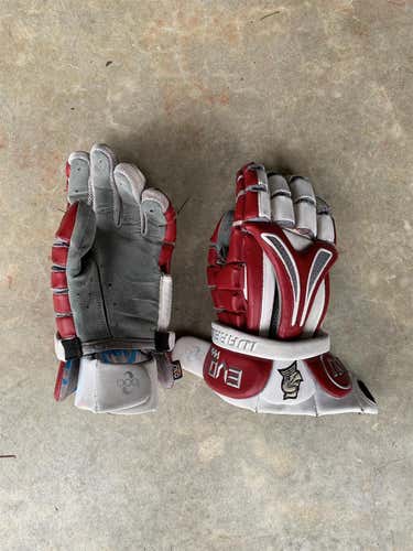 White Used Player Warrior Evo Pro 13" Lacrosse Gloves